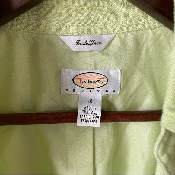 Talbots Petites Vintage Irish Linen Open Blazer Jacket 16P Minimal Office Career - Picture 3 of 8